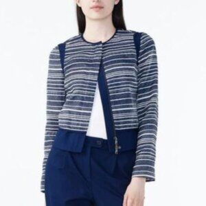 NWT Armani Jacket Blazer Jacquard Navy White Tailored Striped Designer S…
